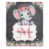Livraison gratuite✈️Couverture de bébé personnalisée pour bébé garçon fille - Conception personnalisée de fleur d'éléphant violet pour les cadeaux d'anniversaire d'emmaillotage d'enfants en bas âge